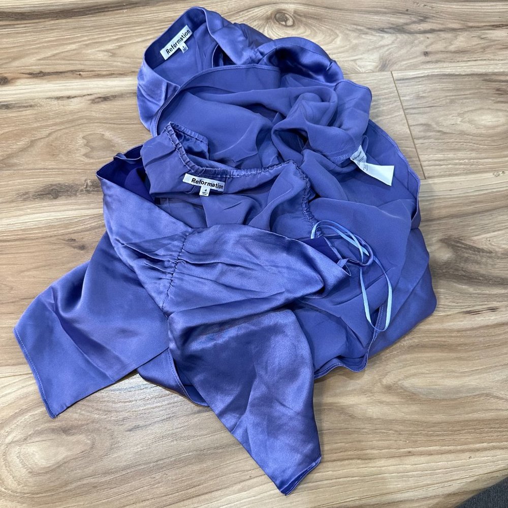 Reformation Beba Silk Two Piece in Jacaranda - Picture 7 of 7